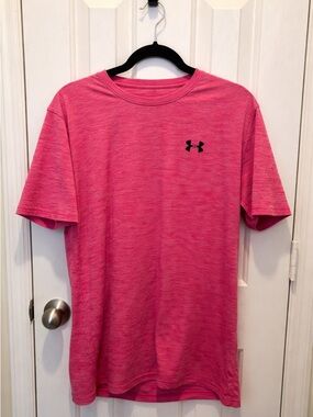 Under Armour Woman’s Heathered Pink Short Sleeve Tech Tee Size Large